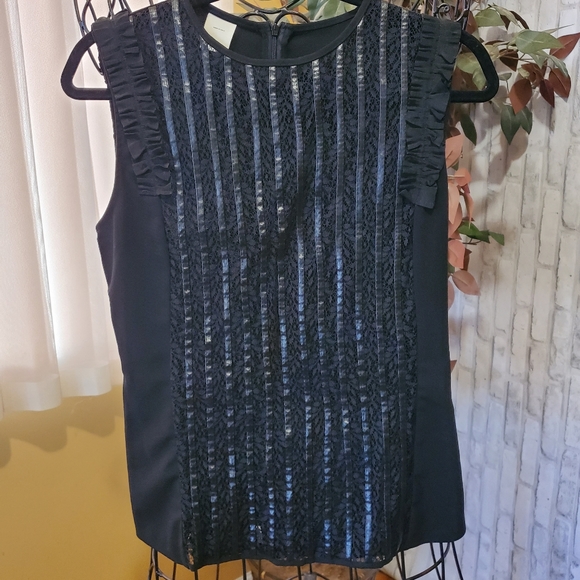 PINKO BLACK RUFFLE TANK TOP - Picture 2 of 10